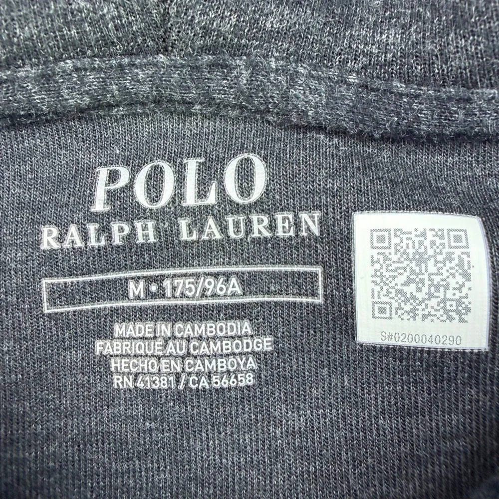 Polo Ralph Lauren Double-Knit Full-Zip Hoodie Mens Medium Charcoal Grey Pony